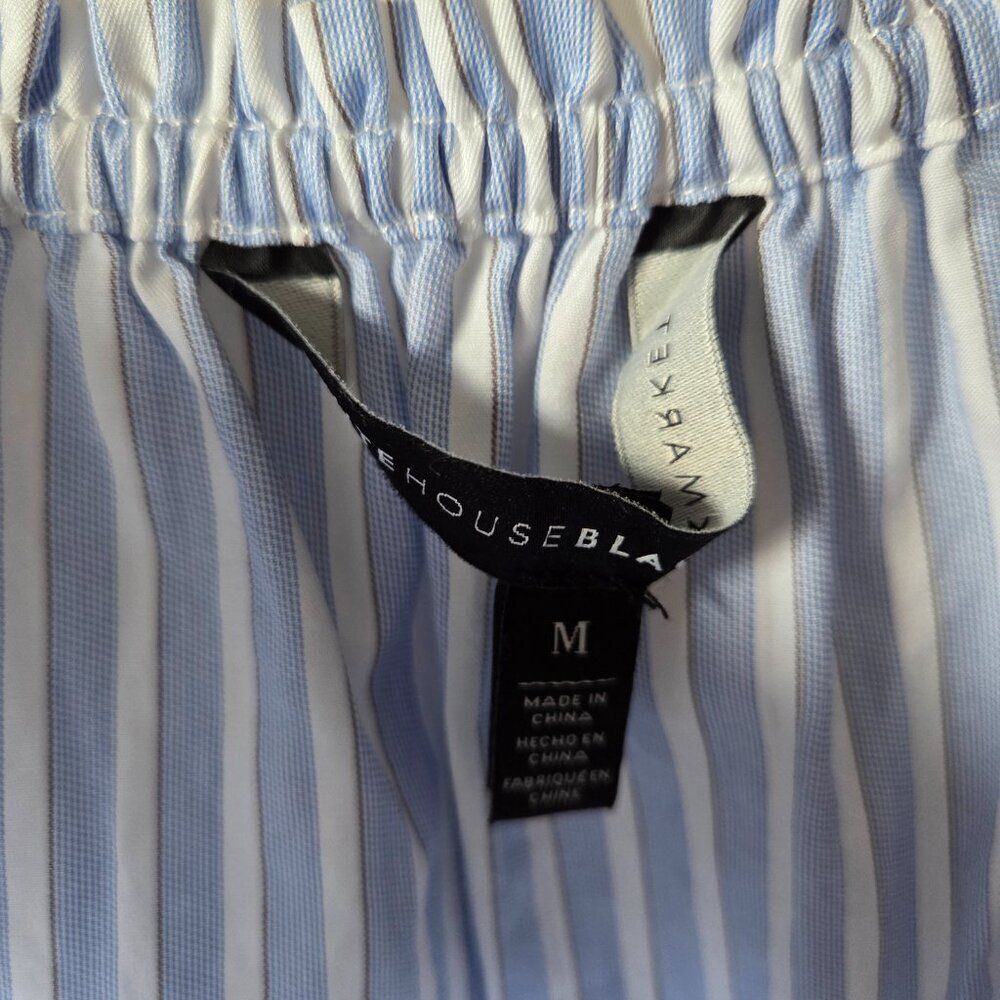 NWOT WHITE HOUSE BLACK MARKET STRIPED BOHO PEASANT EMBROIDERED COTTON TOP SIZE M - Picture 11 of 14